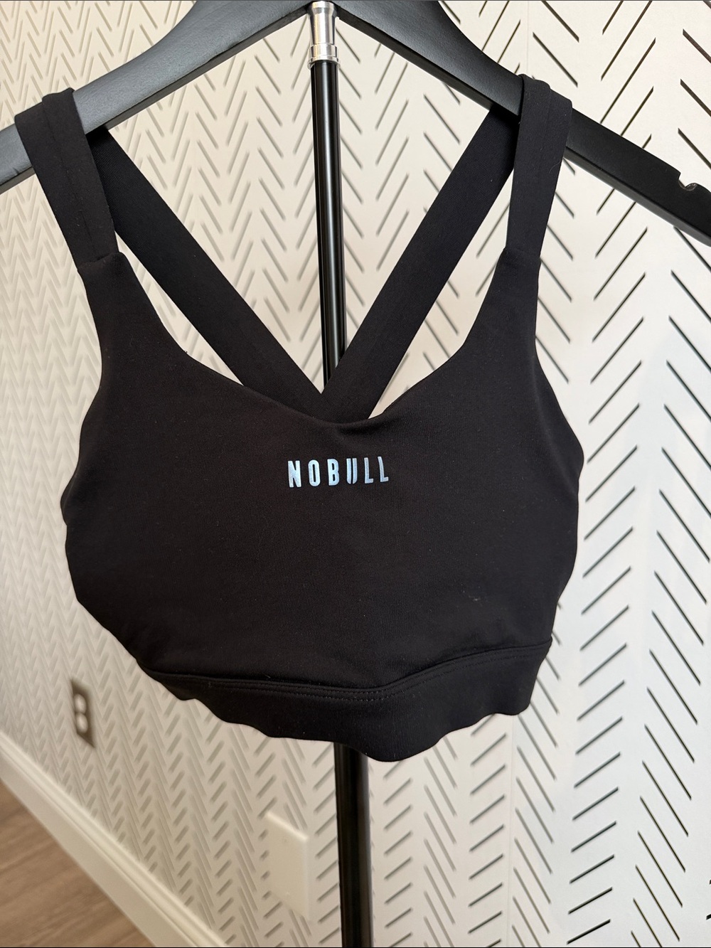 NOBULL Black Cross-Back Sports Bra with Logo